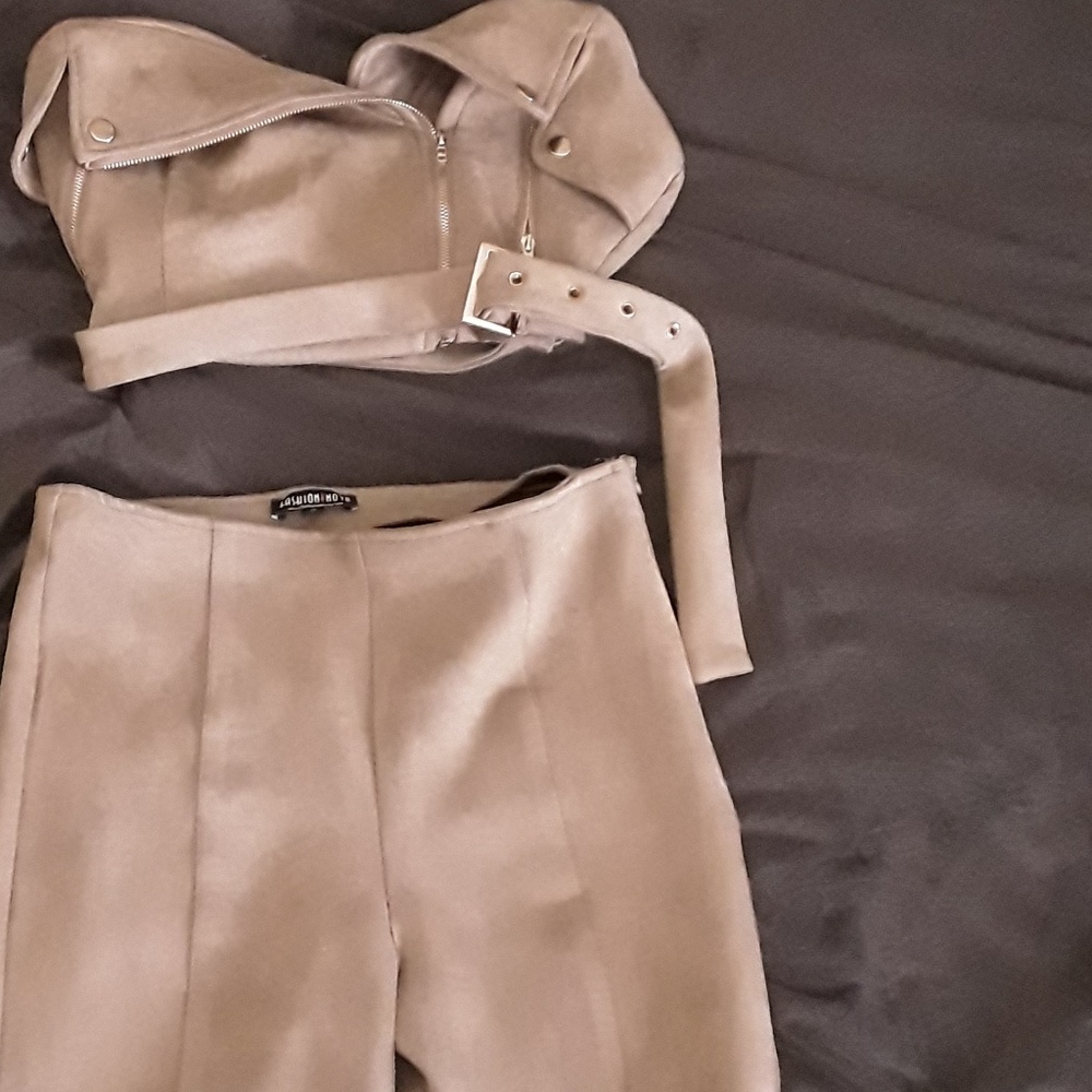 2 piece fashion Nova faux suede outfit